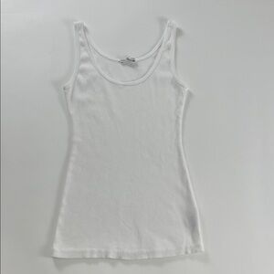 James Perse Standard White Ribbed Tank Top. Size 1.